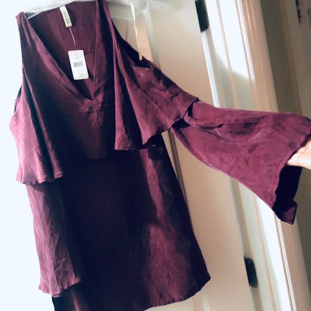 Maroon, Rich, Long-Sleeve Dress - Cut Outs, Bohemian, Velvet-y, Flirty!  NWT!